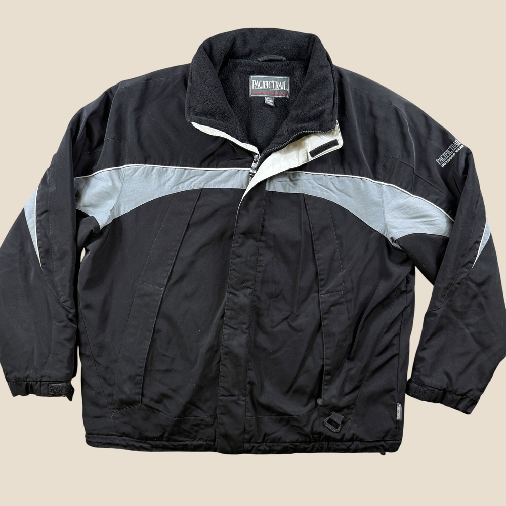 Pacific Trail Jacket Men Xl Black Gray Fleece Lined Ski Gorpcore Hooded Warm